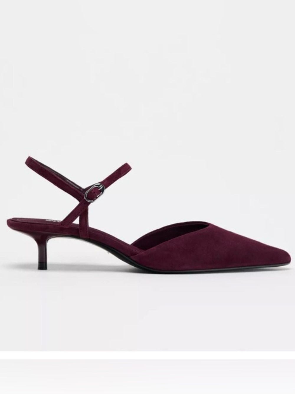 ZARA SUEDE KITTEN HEEL SLINGBACKS 38